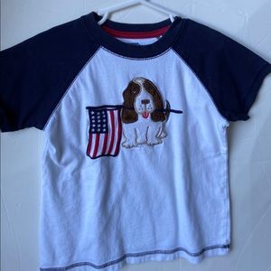 Gymboree Short Sleeve Embroidered Appliqué American Flag Dog Shirt 3T